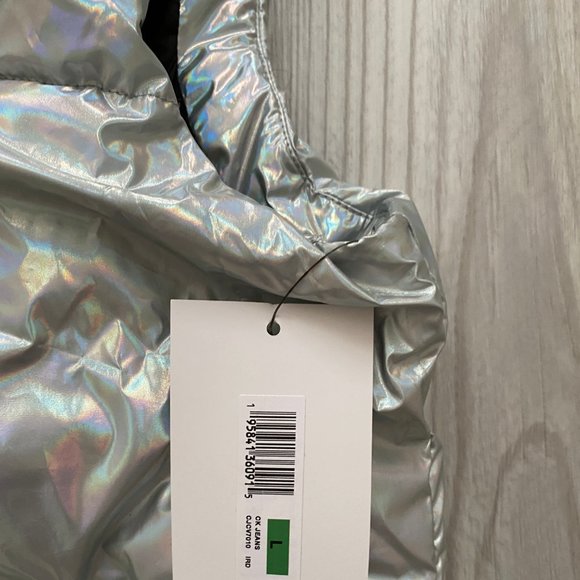 đź’–MEGA SALEđź’–Calvin Klein Men's CJCV7010 IRD Puffer Silver Sleeveless Zipper - Picture 13 of 15